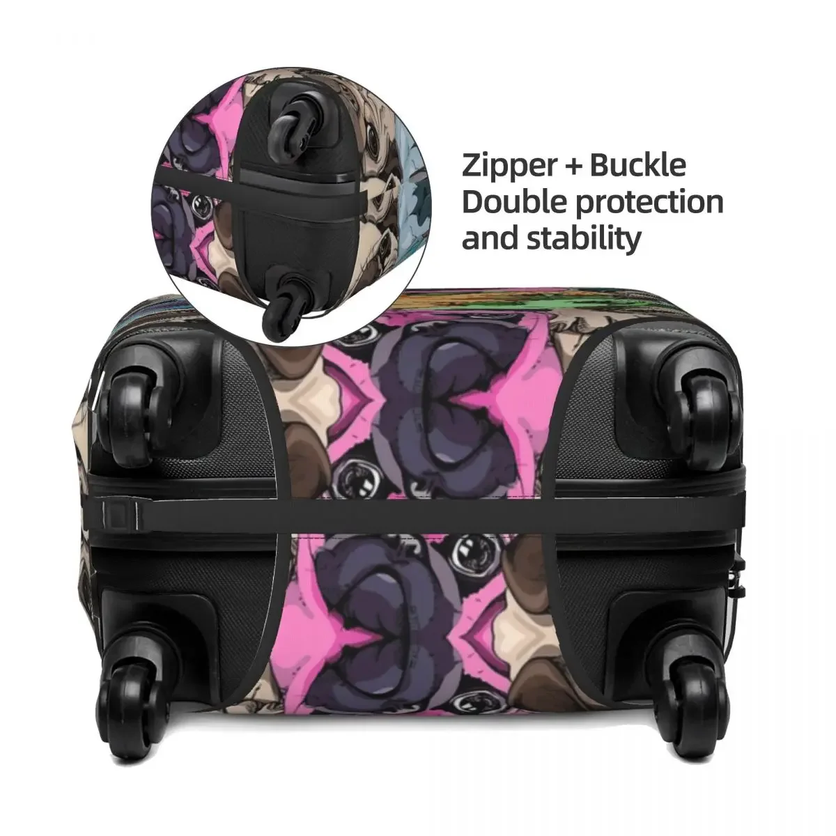 Color Pug Dog Print Luggage Protective Dust Covers Elastic Waterproof 18-32inch Suitcase Cover Travel Accessories