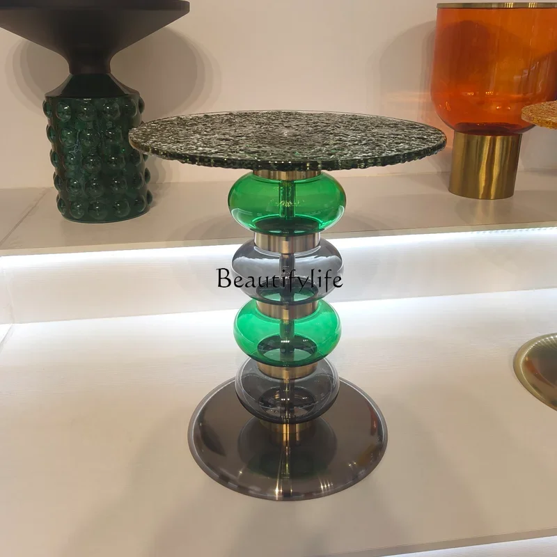 FG17Light طاولة القهوة الفنية الحديثة الفاخرة الجديدة تموج الماء جولة المنقولة فندق شقة صغيرة طاولة زاوية