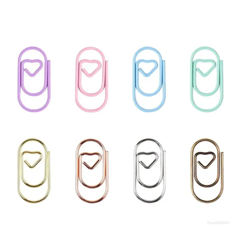 

80Pcs Colorful Heart Paper Clip 20mm Small Metal Paperclip File Holder Clip