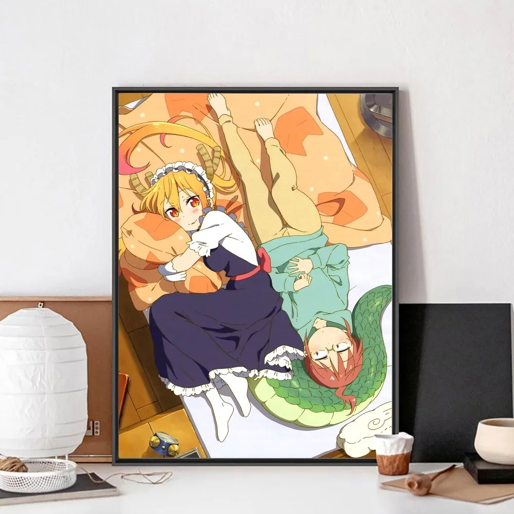 Miss Kobayashis Dragon Maid Poster No Framed Poster Kraft Club Bar Paper Vintage Poster Wall Art Painting Bedroom Study Stickers