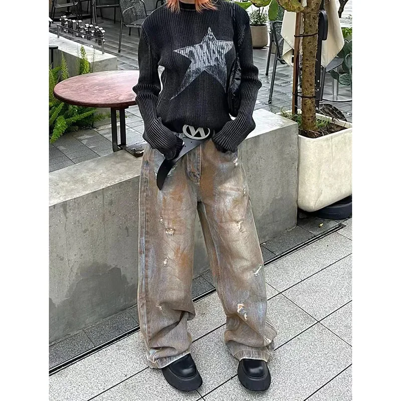 Y2K Wide Leg Baggy Female Pants Harajuku Vintage High Waist Loose Jeans 2024 Spring Women's Casual Street Style Denim Trouser