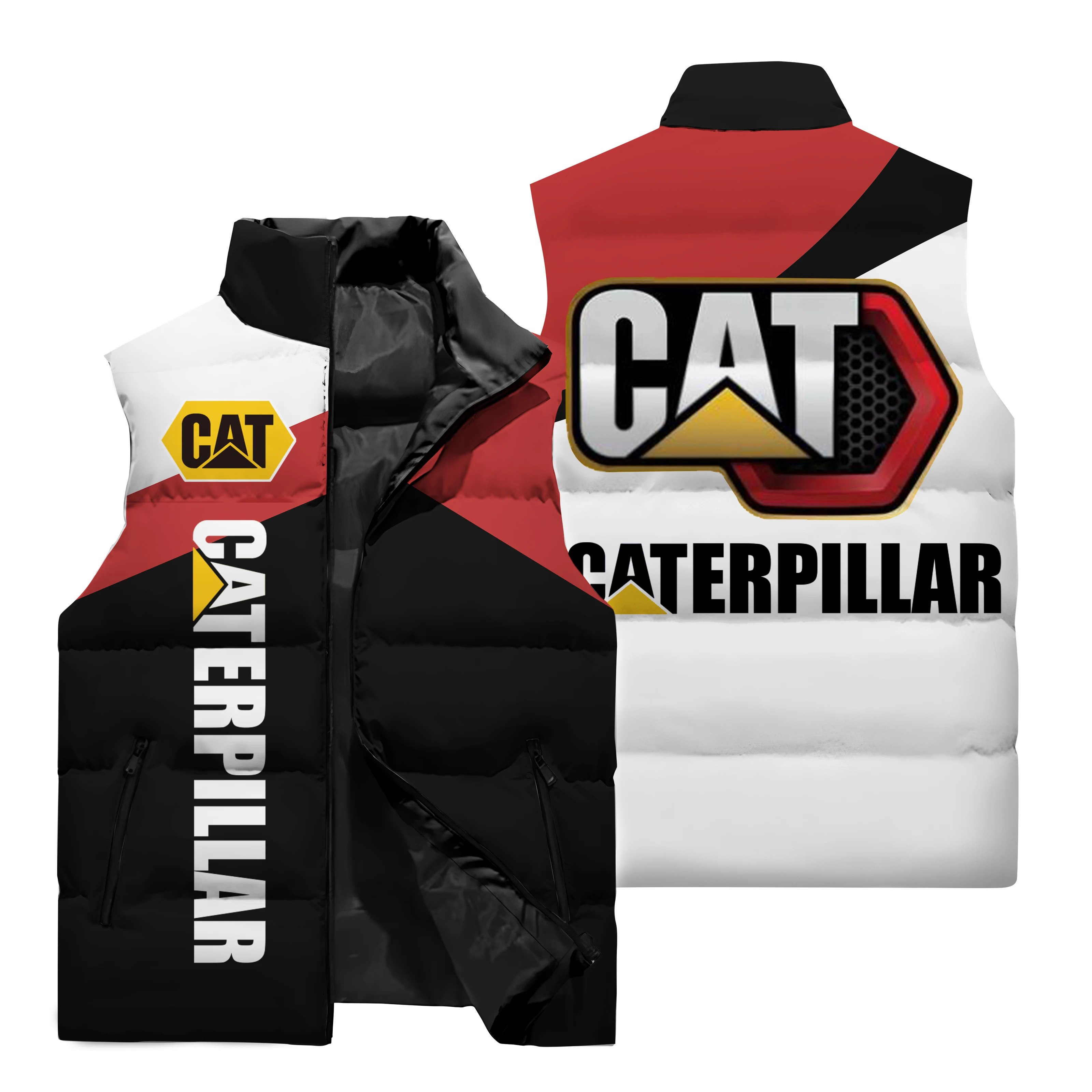 2024 New Men\'s Outdoor Sports Tank Top CAT Logo 3D Digital Printed Vest Men\'s Motorcycle Riding Sleeveless Jacket Coat M-6XL