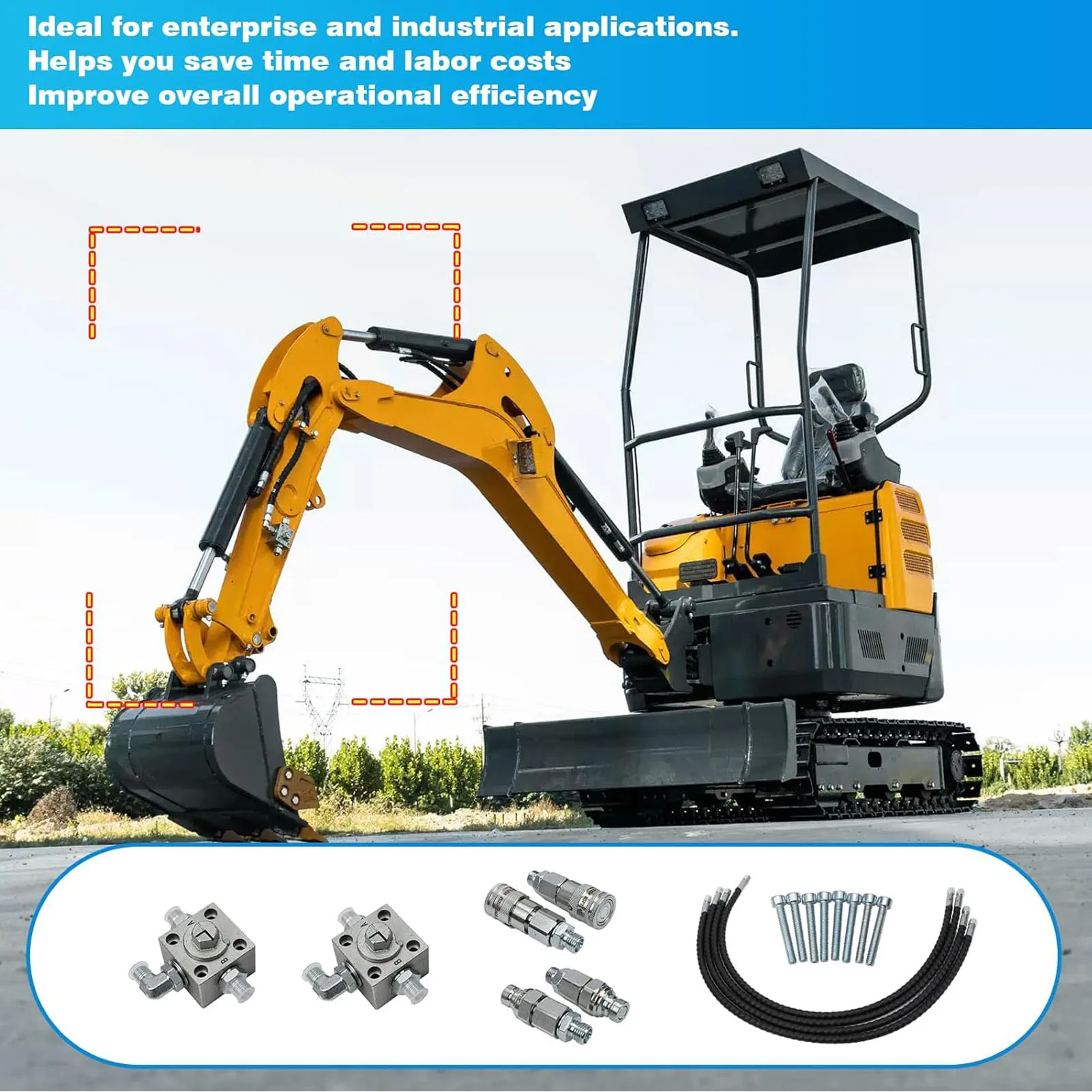 

Hydraulic Diverter Valves 4 Quick Connectors Wide Compatibility 3 Way Diverter Valve for 2 Ton Mini Excavators