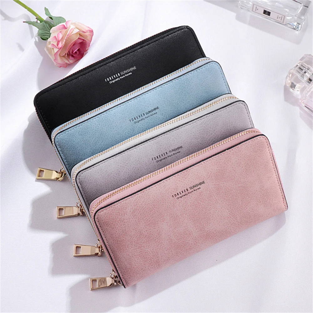 Women Hold Long Purse Delicate Fashion Pu Handbag Multi-Function Card Bag Large Capacity Mobile Phone Bag Multi-Color Purse