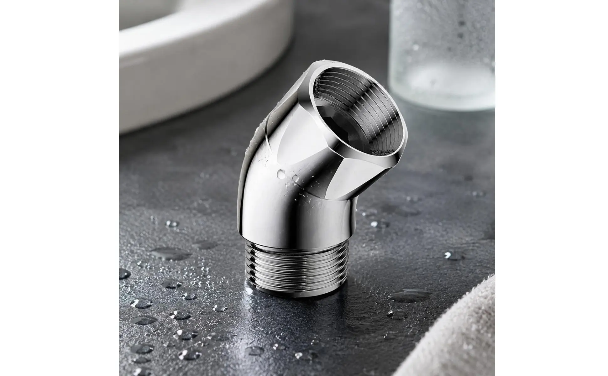 Adjustable Shower Angle Adapter Polished Metal Swivel Shower Elbow Bathroom Fixture Easy Installation High Pressure Resistance