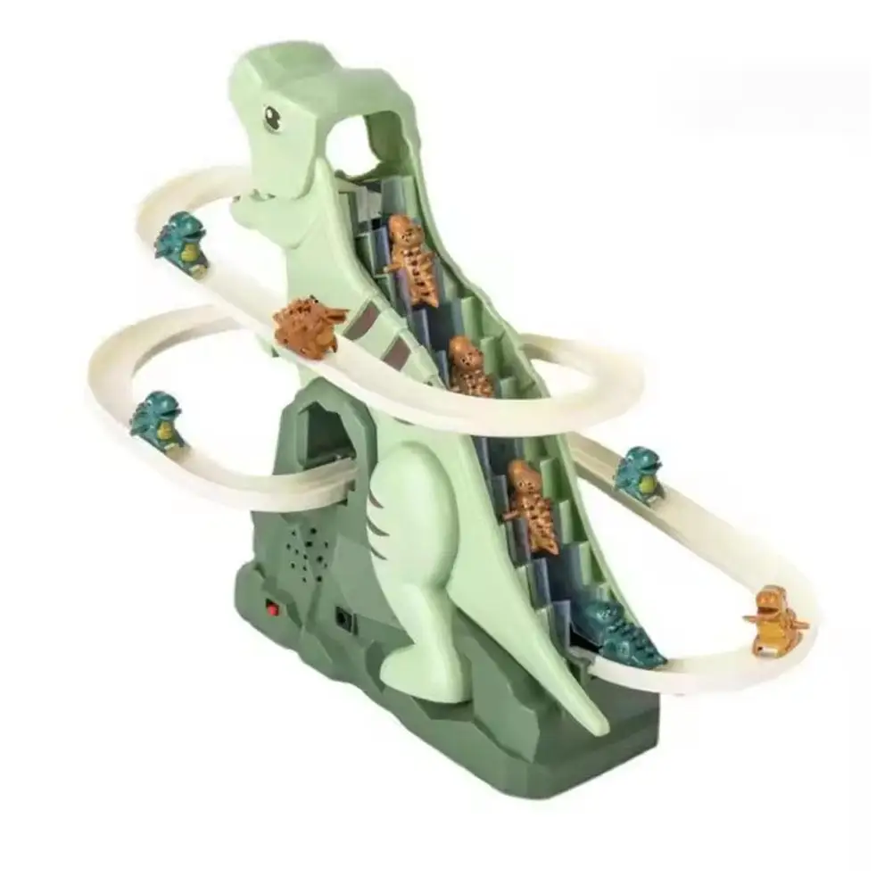 Dinosauro elettrico Chase Race Track Playset Simpatico cartone animato Anatroccolo Salire le scale Giocattolo Rail Car Elettrico Slide Roller Track Gioco