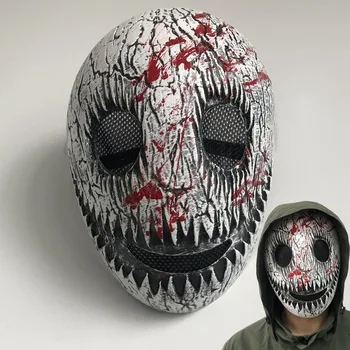 Horror white Smile Mask With Blood Splatter Cosplay Creepy Skull Face Thicken Plastic Masks Halloween Party Costume Props 1