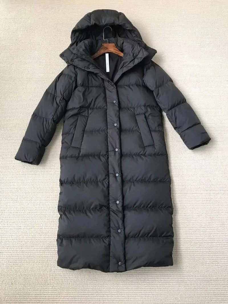 Otoño e Invierno nueva chaqueta de plumón negra de longitud media abrigos de invierno para mujer