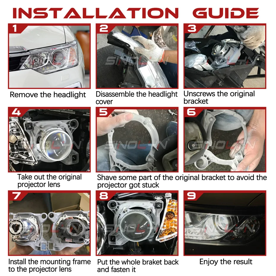 Marco de soporte de montaje para Toyota Camry, adaptador para Hella 3R/Koito Q5, xenón LED, lente de proyector de Faro, accesorios de luces de coche