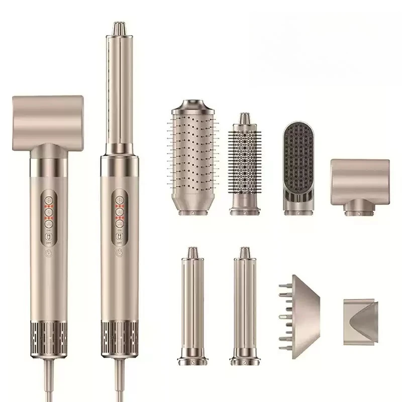 8‑in‑1 Interchangeable High‑Speed Brushless Hot Air Brush Set,Negative Ion Noise‑Reduction Hair Dryer for Household
