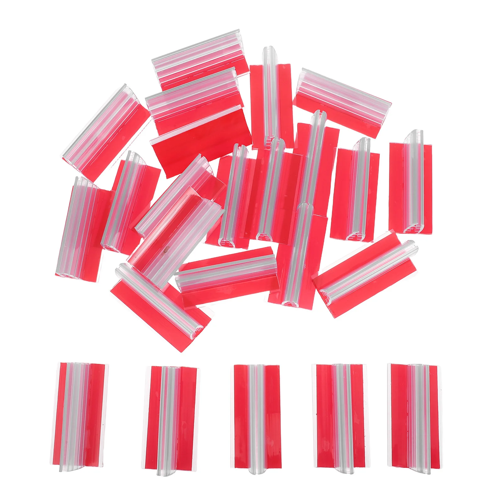 24 قطعة من حاملي الملصقات البلاستيكية ذاتية اللصق، حامل بطاقات شفافة لبطاقات العمل، حامل علامة الاسم، مشابك ملصقات السعر #5