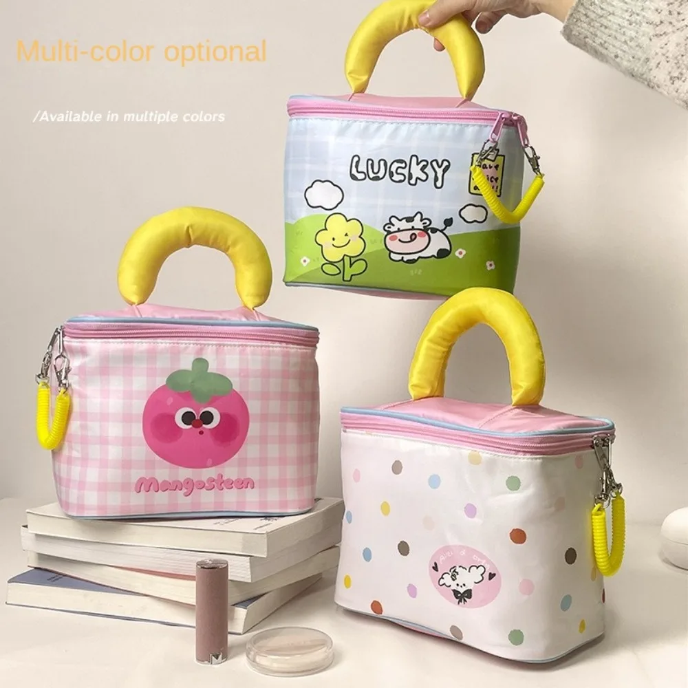 Cartoon Large Capacity Cute Makeup Bag Thickened Waterproof Dopamine Color Handbag Kawaii Handheld Women Wash Bag Women