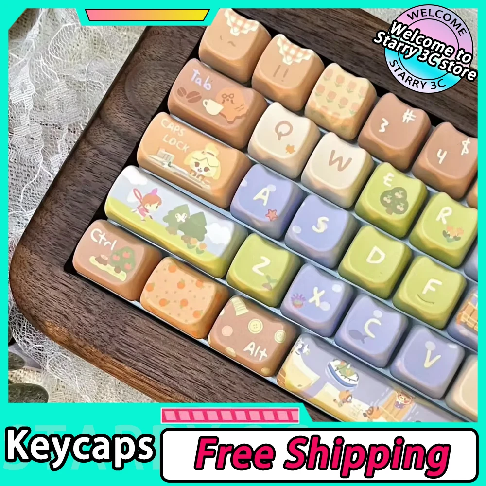 

Animal Crossing Keycaps MAO/MOA Keycap 142 Keys Customized Cute Key Caps Gift Cat Thermal Sub For Mechanical Keyboard