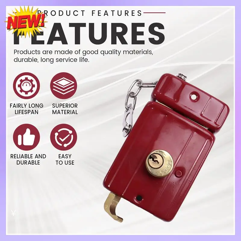 

T24C Cast Iron Anti-Theft Lock Exterior Door Multiple Insurance Security Household Indoor Dormitory With Key Wooden Door Lock