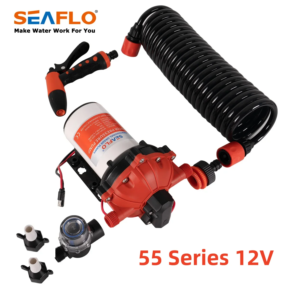 

New SEAFLO 55 Series Diaphragm Water Pump heavy-duty washdown kit 5.0GPM 70PSI 12V For RV Marine Boat Yacht Tooling Car and Home