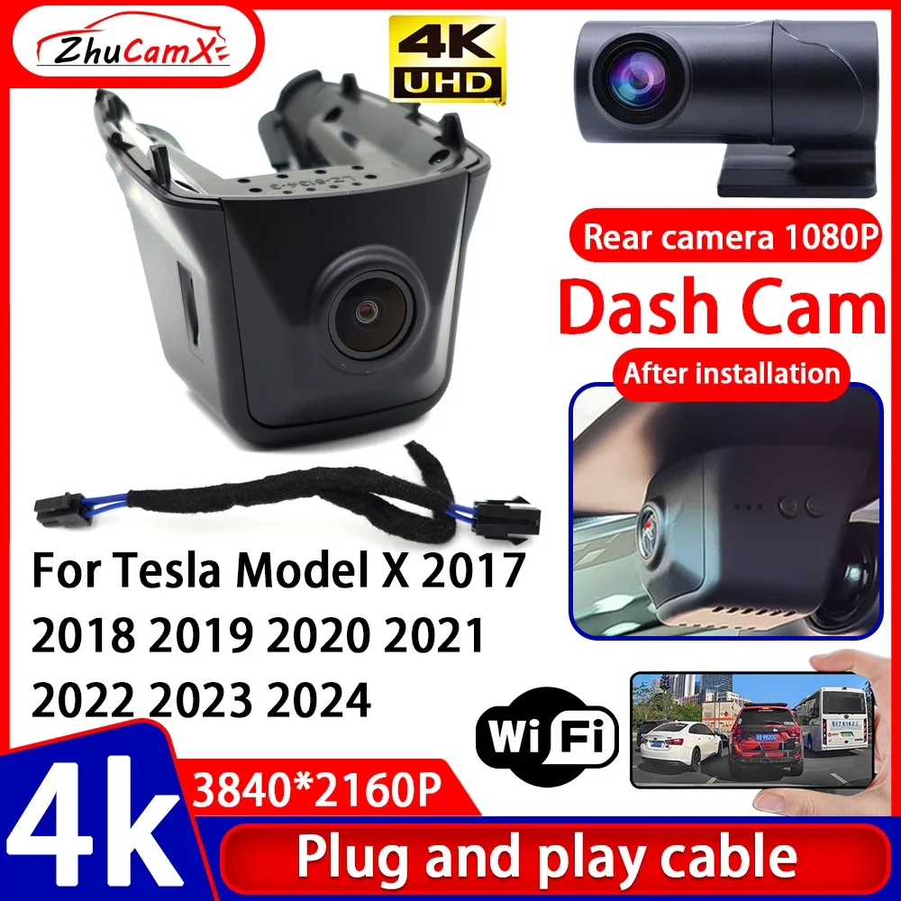 Video Recorder Night Visio 4K Plug and Play Car DVR Dash Cam Camera for Tesla Model X 2017 2018 2019 2020 2021 2022 2023 2024