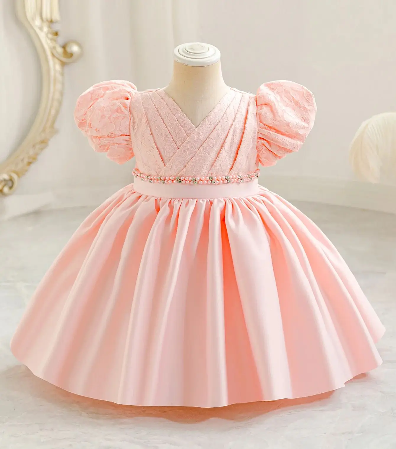 

Kid Princess Party Dress for Occasions Formal Baby Girl Wedding Dresses Festival Children Red Clothes 1- 5 Years