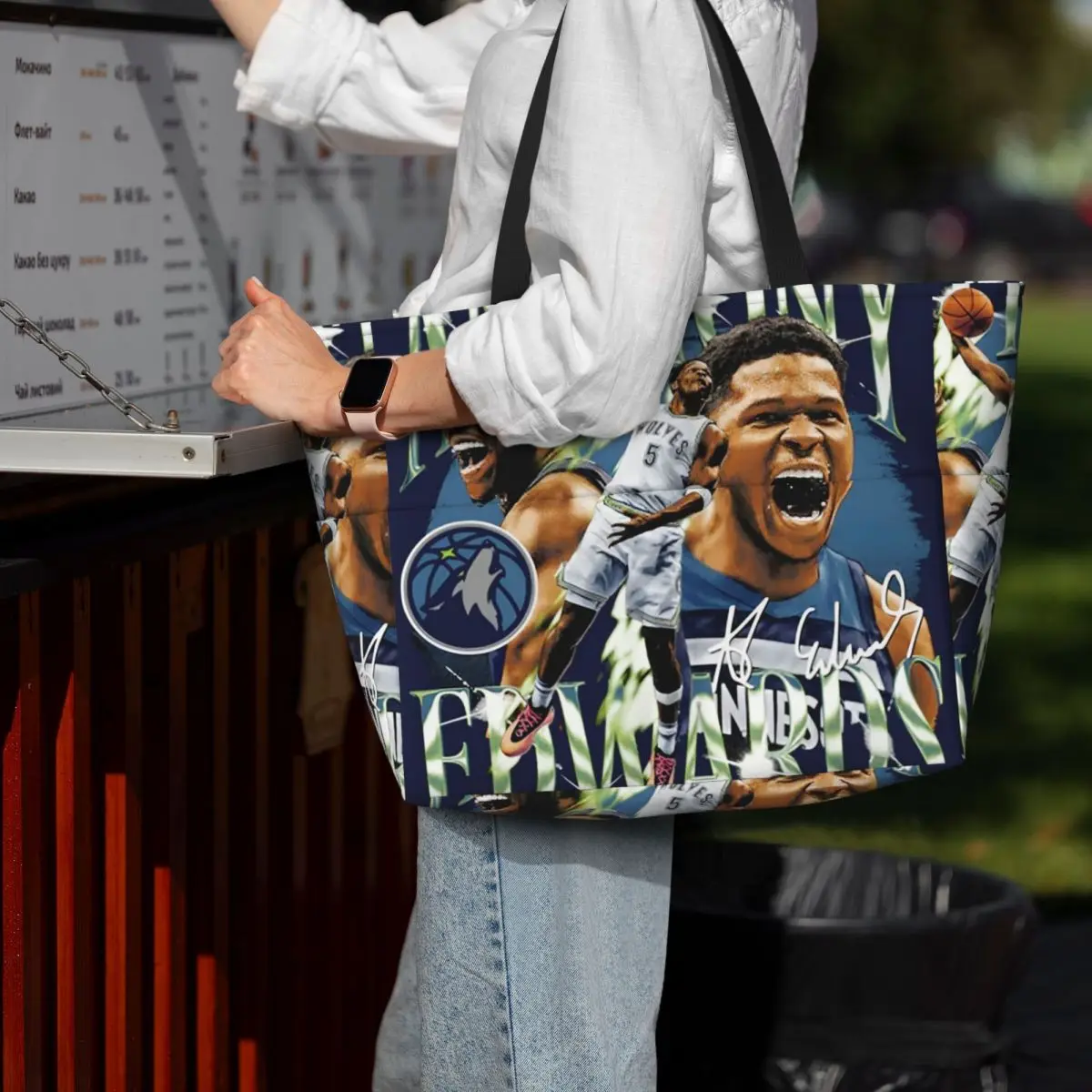 

Anthony Edwards Minnesota Basketball Beach Tote Bag Sport Gym Yoga Duffle Large Tote Bag Women Travel Bag Fitness bag