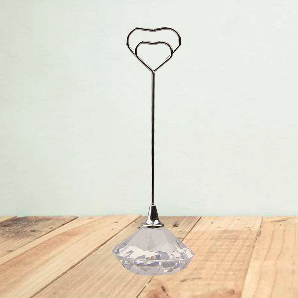 

Love Heart Shape Memo Photo Stand Holder Metal Note Clip 40Mm Transparent Crystal Holder Message Folder
