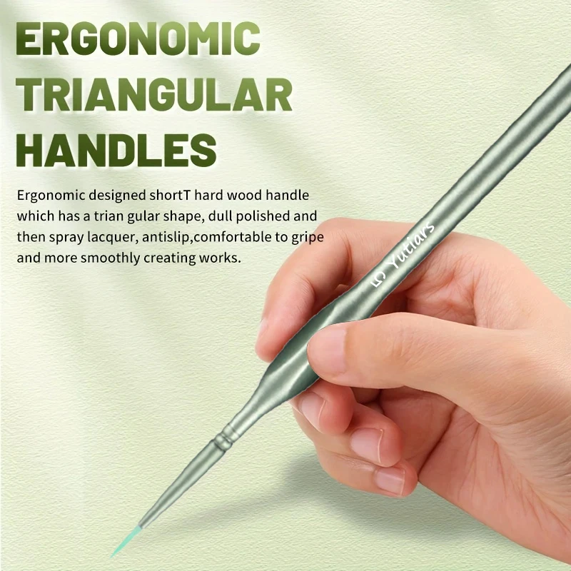 11pcs Miniature Paint Brushes with Triangular Handles: High-Quality - Acrylic, Watercolor, Crafts, Models