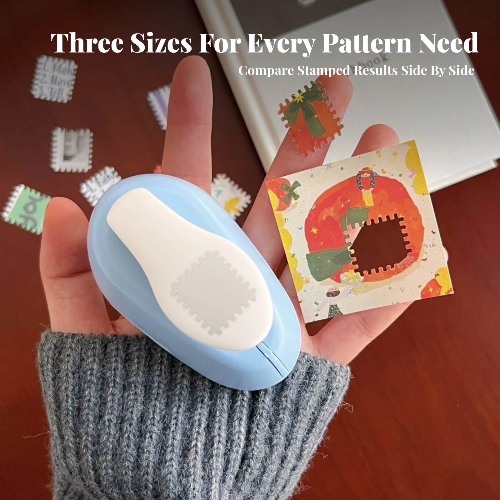 Paper Craft Punch Accurate Postage Stamp Punch Stamp Puncher Compact Manual for Crafters, Scrapbooking, Card Making