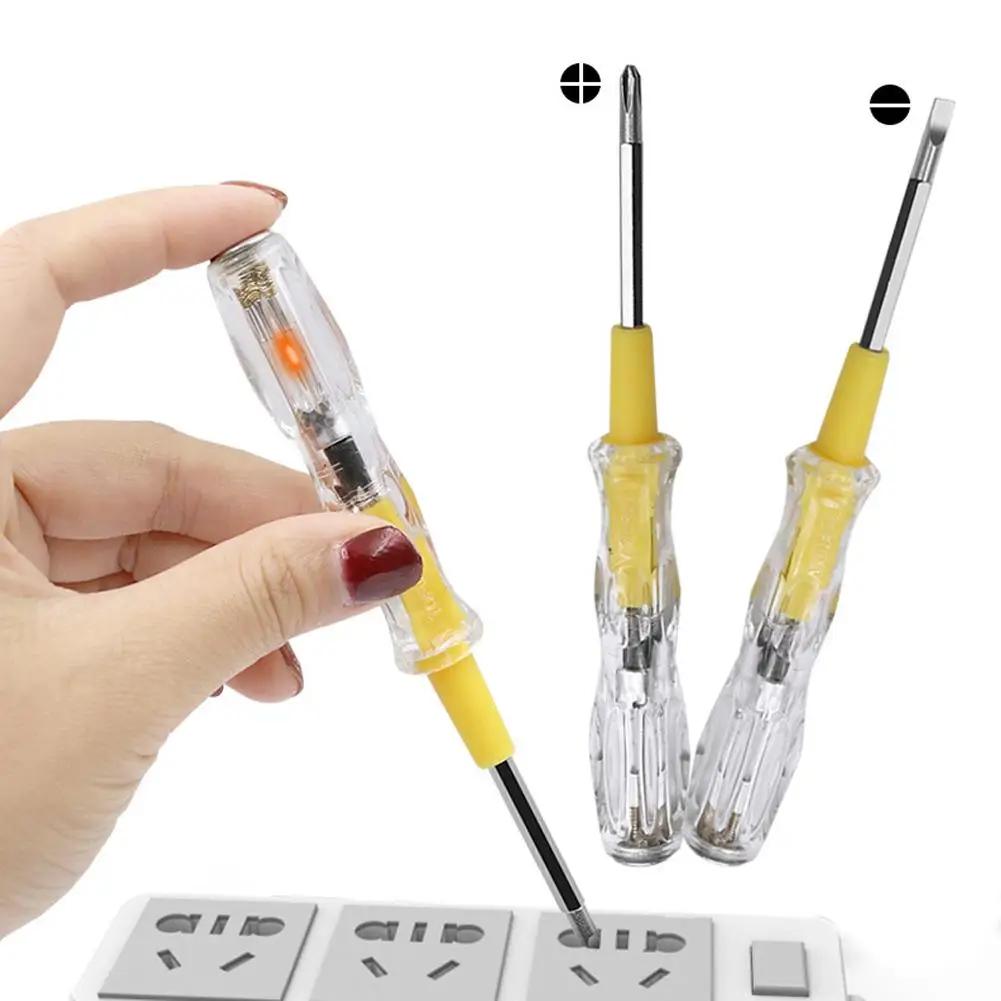 Electrician Test Pen Double-ended Dual-purpose Cross-head Screwdriver 200-500V Flat Non-contact Induction Detecto AC Power E8U7