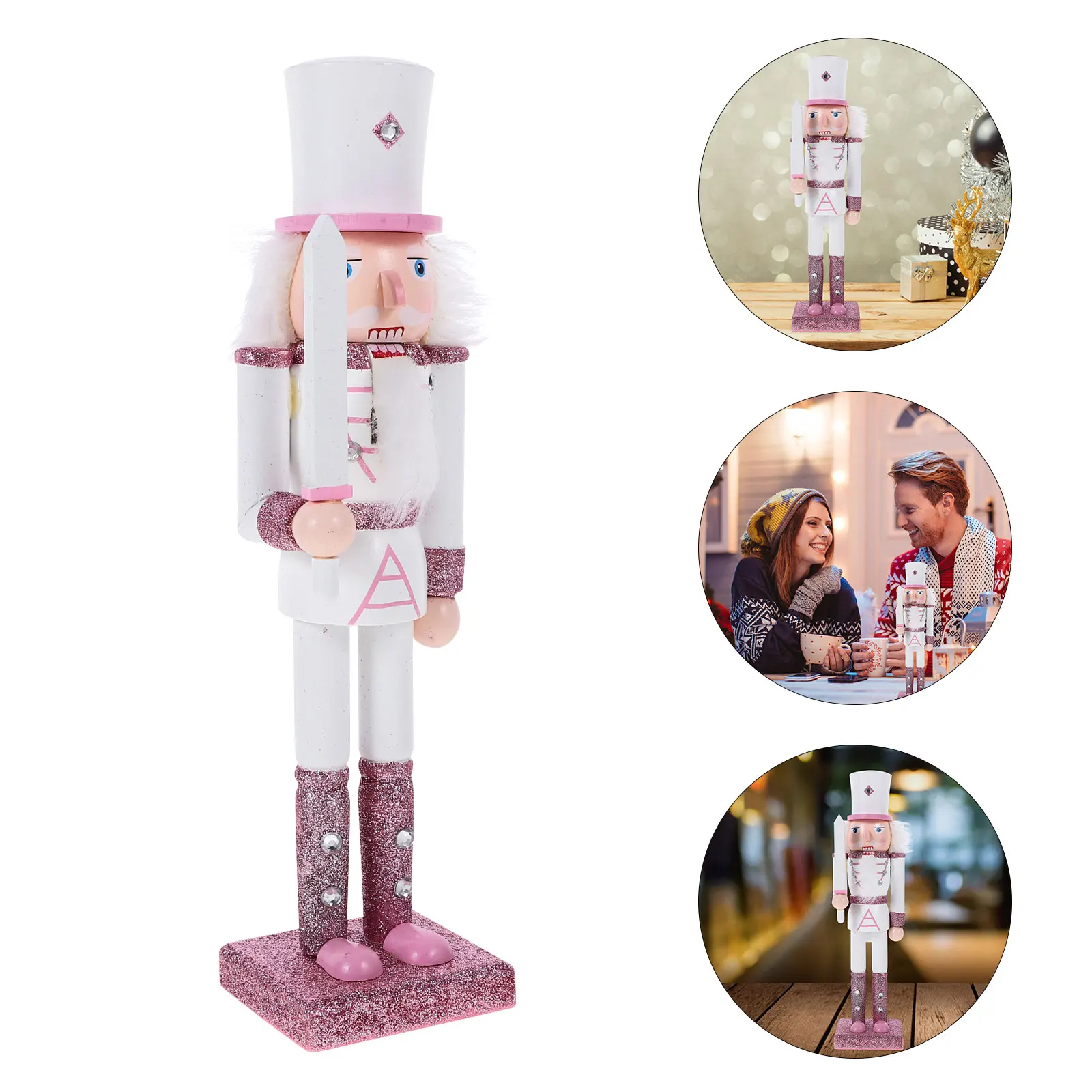 

Creative Nutcracker 30cm Wooden Puppet Soldier Craft White Sword Christmas Nutcrackers Craft Gifts Home Decor