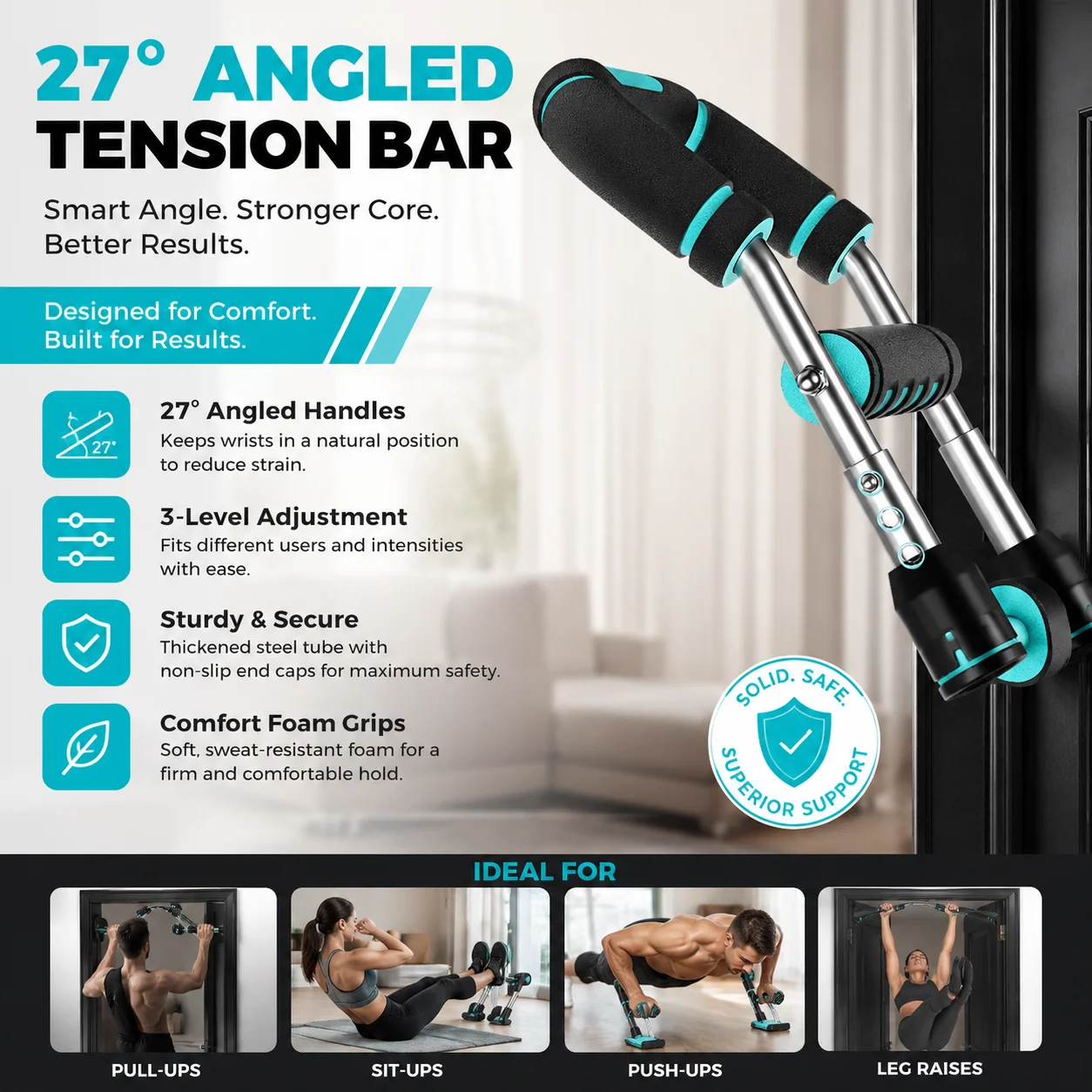 5 Levels Adjustable Twister Arm Chest Trainer 40-130lbs Resistance Home Gym Strength Exercise Equipment Blue