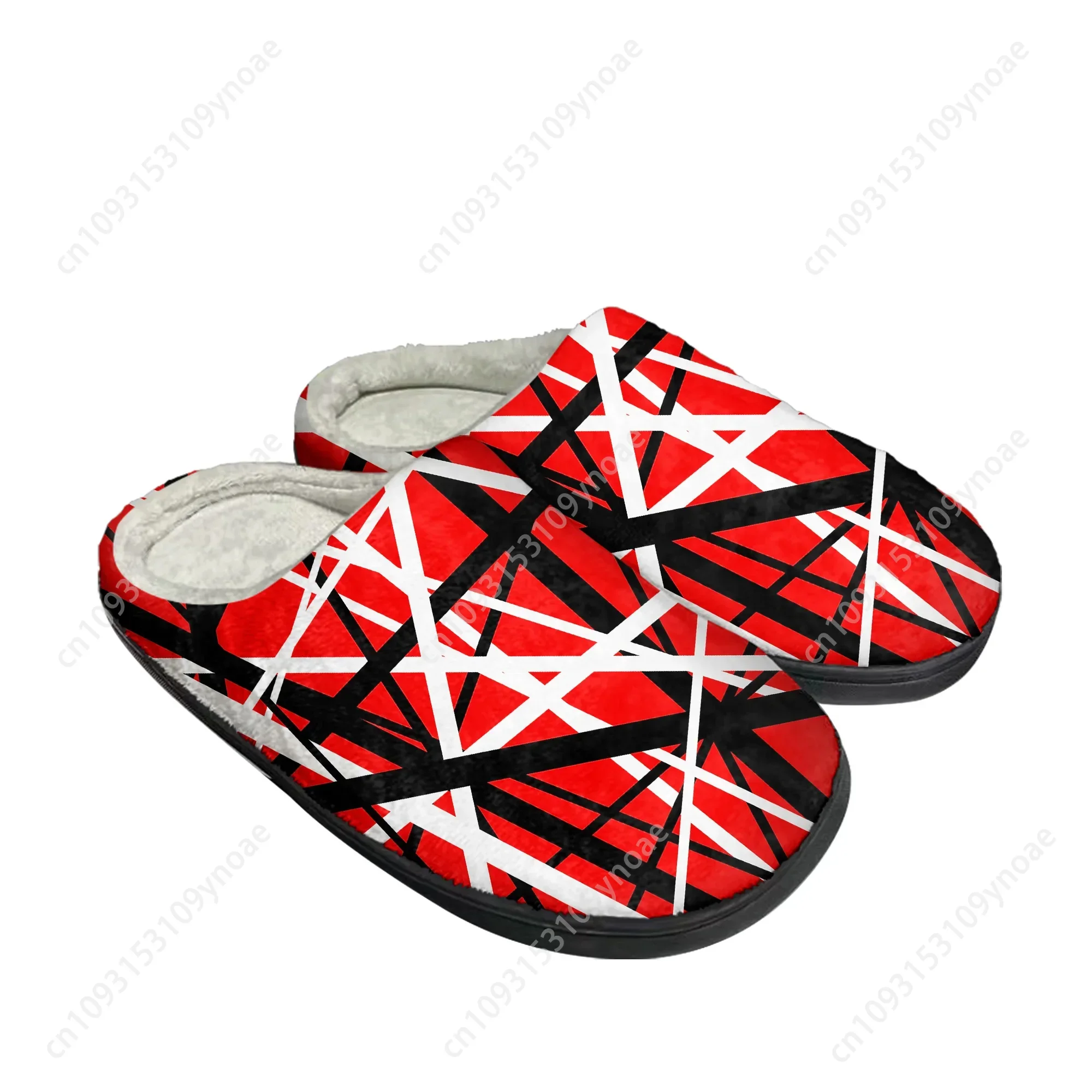 Van Evh 5150 Strepen Halen Home Katoen Aangepaste Slippers Heren Dames Sandalen Pluche Rock Band Casual Warme Schoenen Thermische Slipper