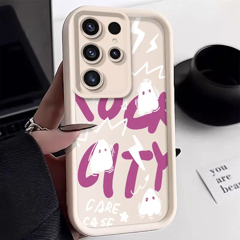 New Creativity Cute Ghost Silicone Case For sumsung S21 S22 S23 S24 Plus FE Ultra A54 A 53 A52 Bumper Lens Soft Protectiou cover