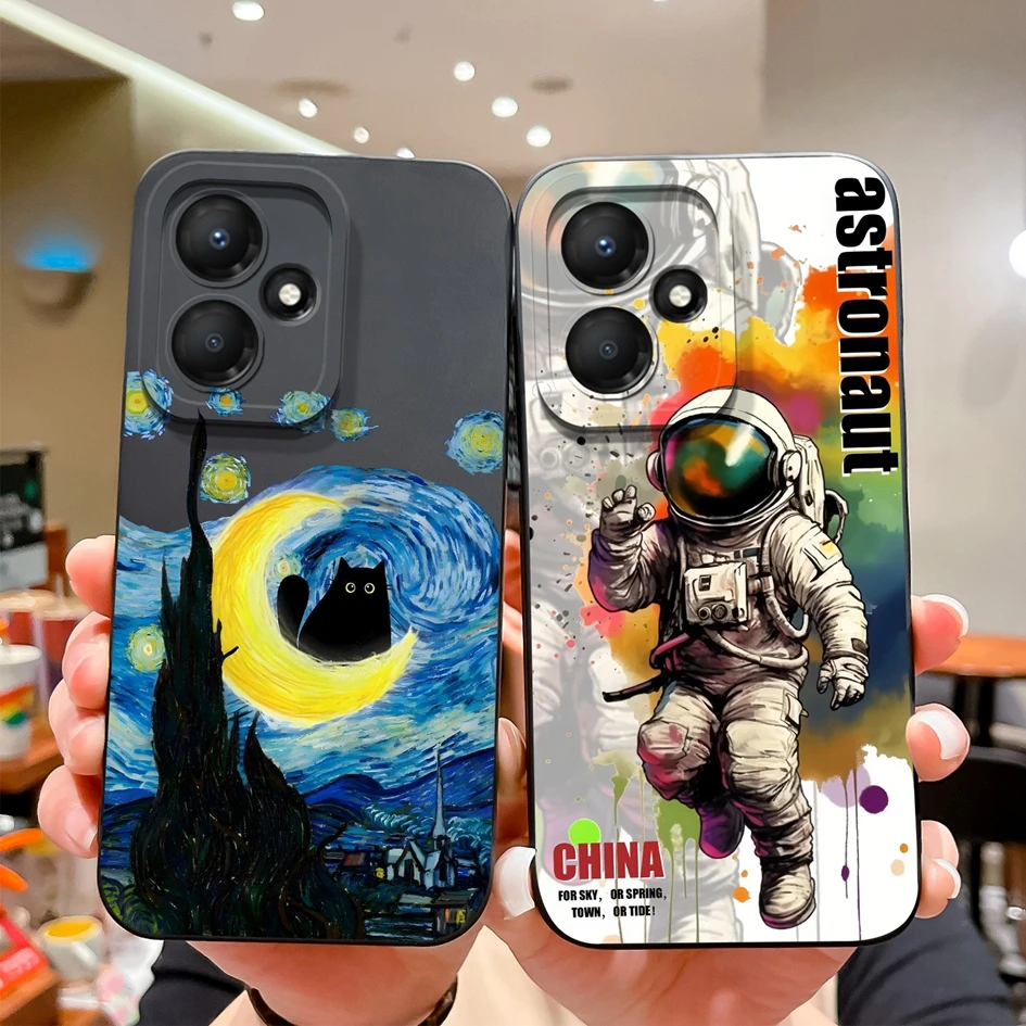 For Infinix Hot 30 Play 30i Cases Capas Fashion Cool Astronaut Matte Liquid Silicone Protective Housing For Infinix Hot30 Bumper