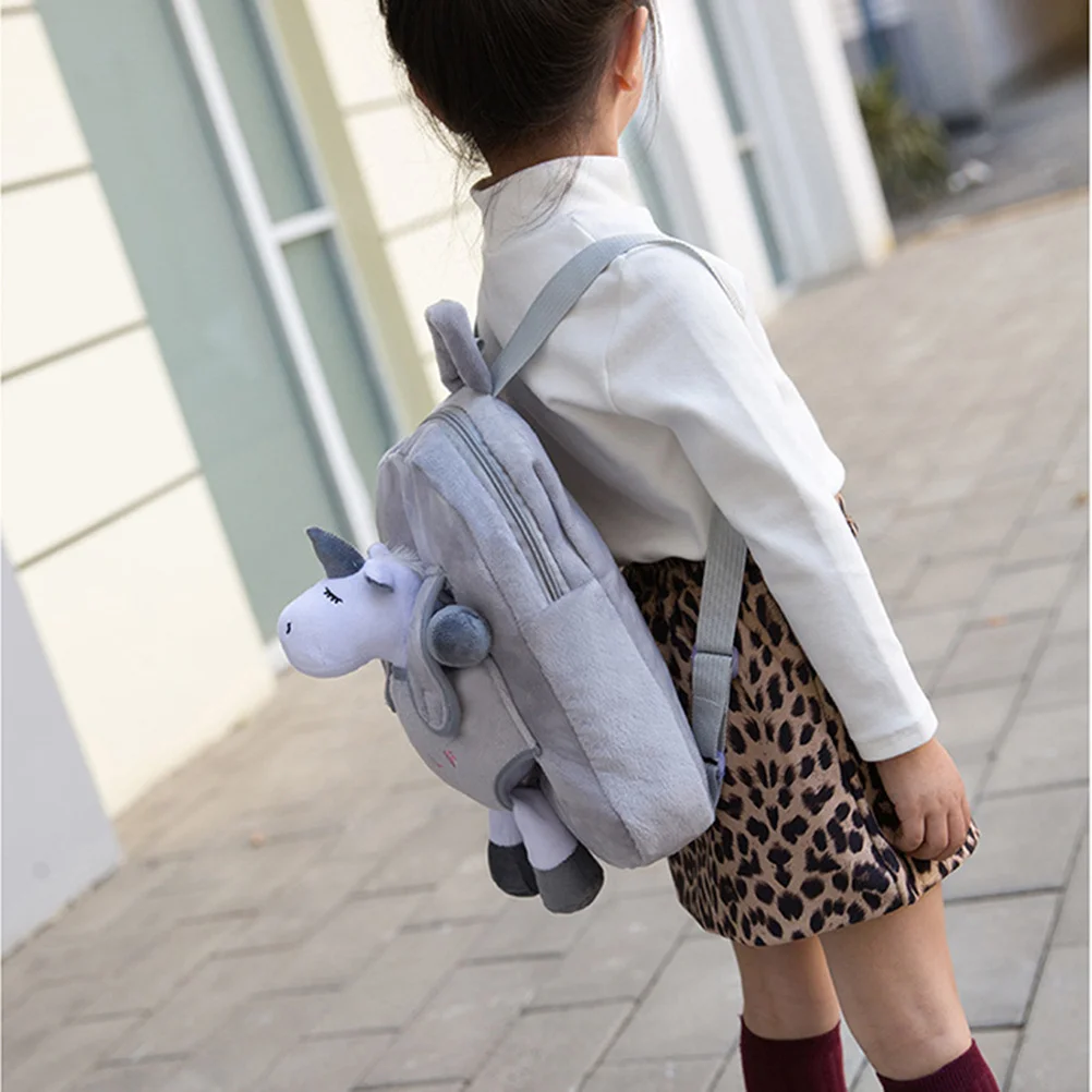 

Kids Unicorn Toddler Backpack Grey Detachable Unicorn Shape Kindergarten Preschool Snack Bag School Bag Toddler Backpack