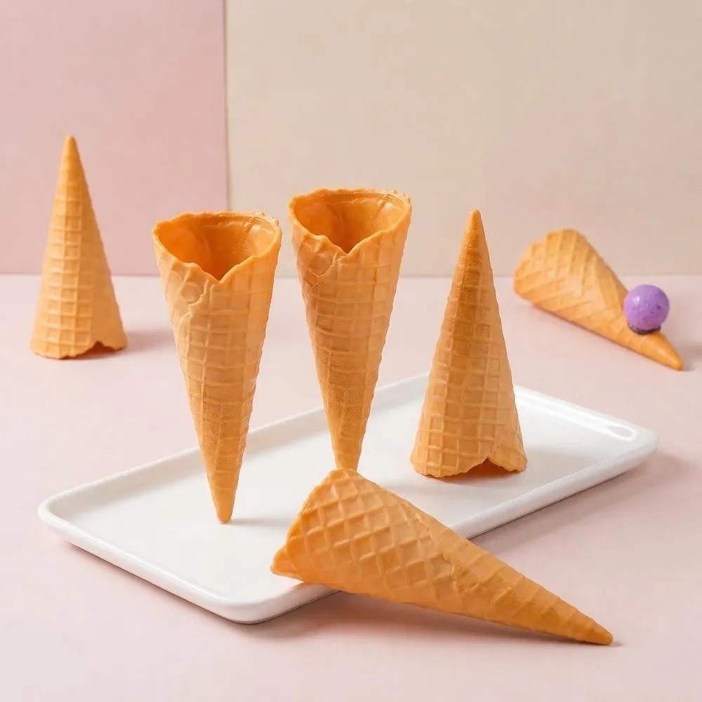 5.1 Inch Simulation Ice Cream Cone Yellow Retro Ice Cream Cone Model Classic Simulation Waffle Cone Figurine