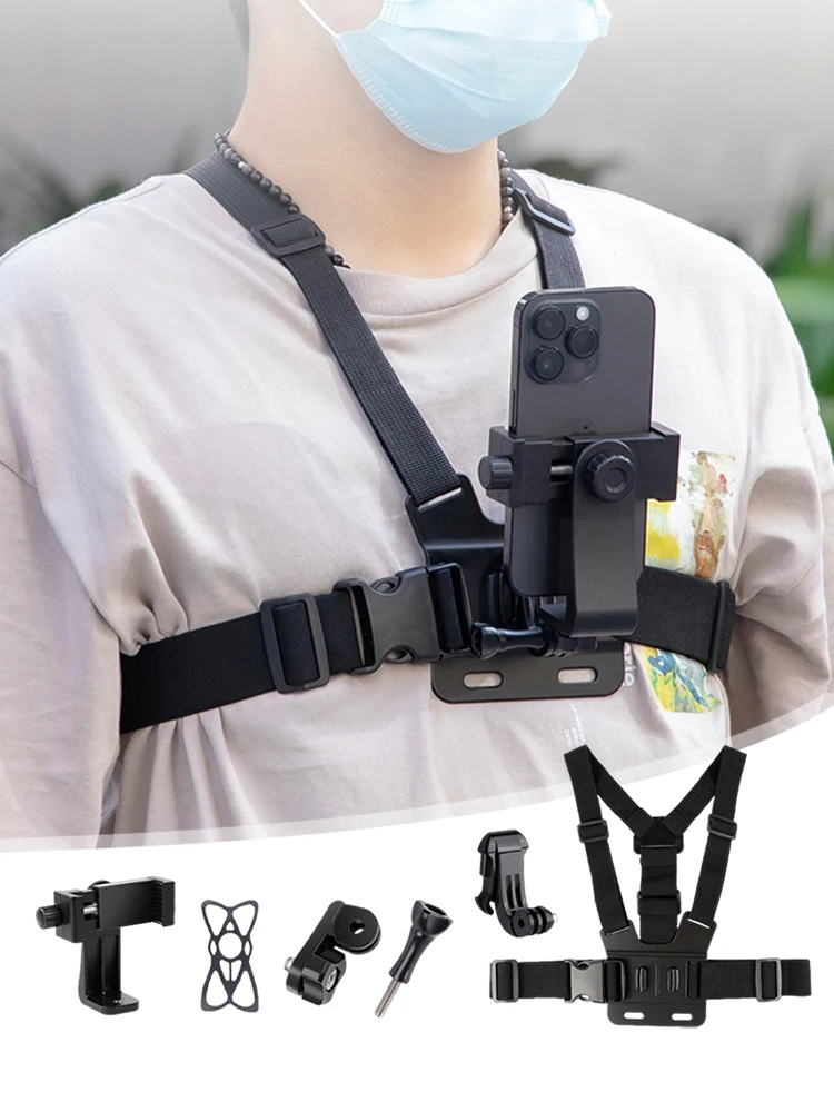 Adjustable Phone Clip Holder Chest Mount Harness Mobile Phone Holder Chest Belt Outdoor Cycling Chesty Strap Holder Accessory