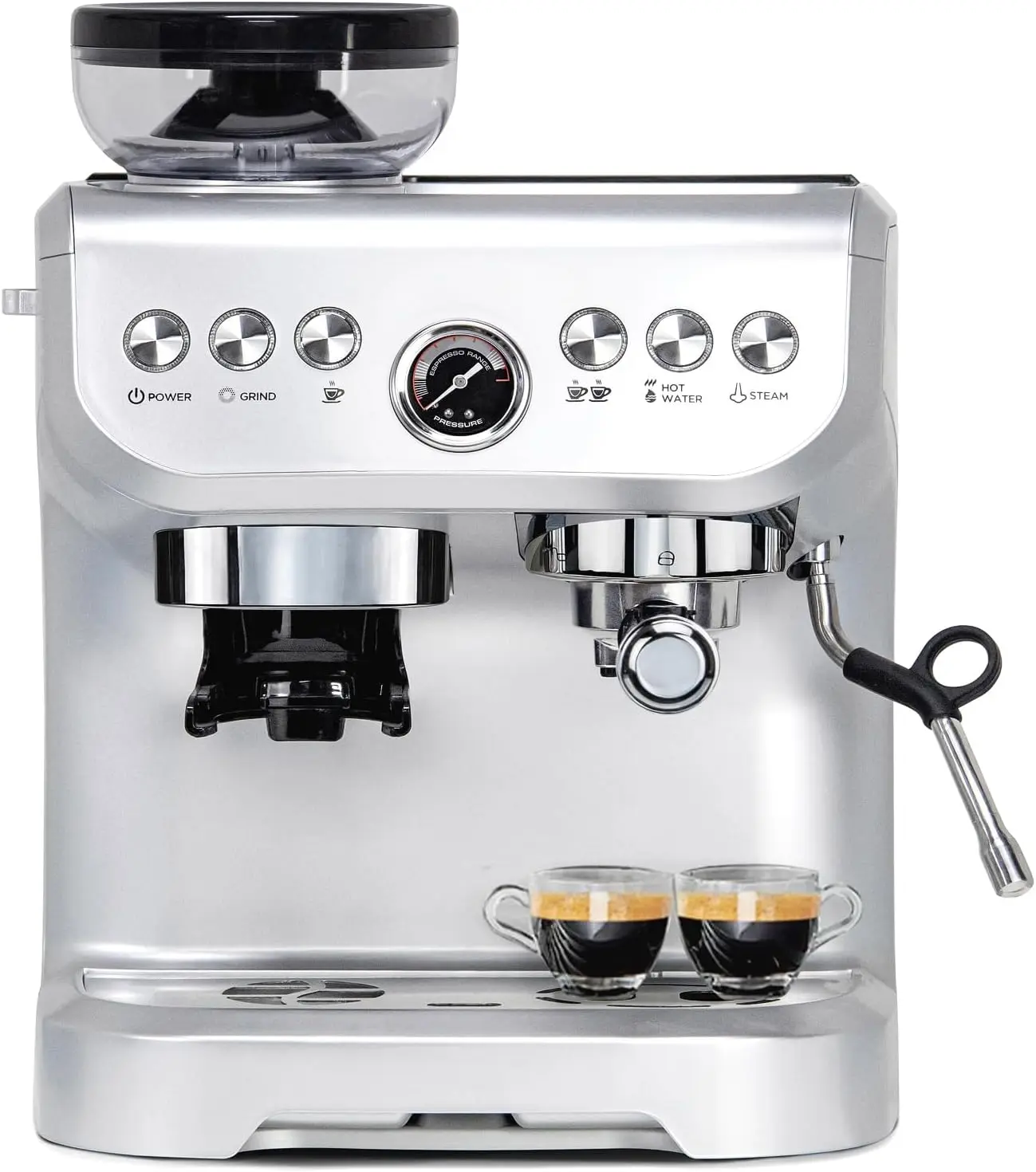 

Espresso Machine 15 Bar, Coffee Maker With Milk Frother Steam Wand, Built-In Bean Grinder, Combo Cappuccino Machine