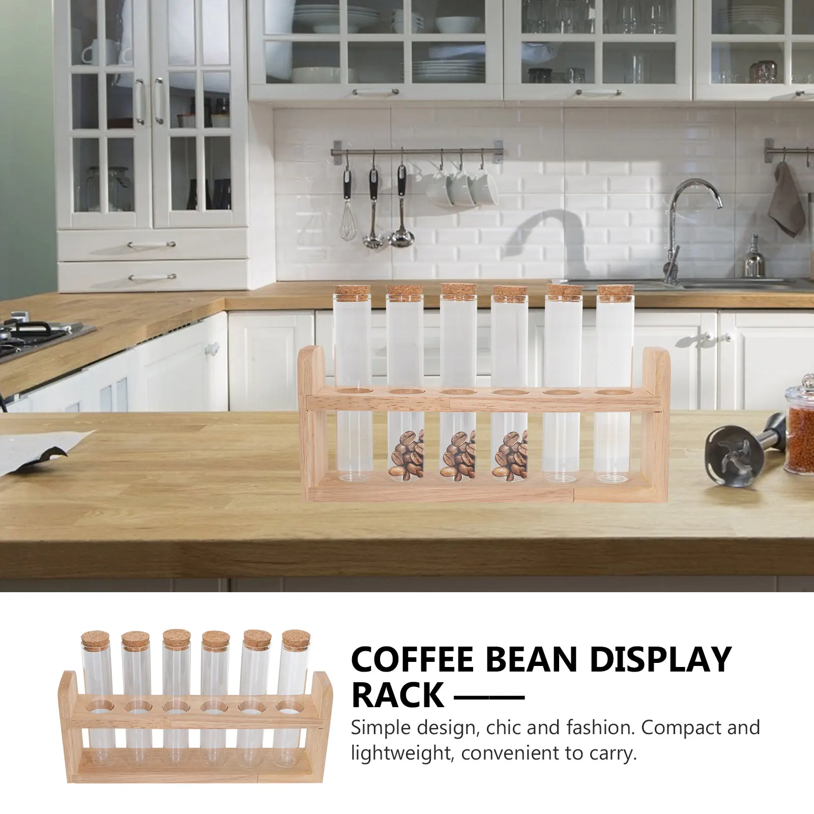 

Coffee Bean Display St 6 Tubes Rack for Tea House Bar Cafe Kitchen Glass Storage Test Tube Home Accessory Household Display Tube