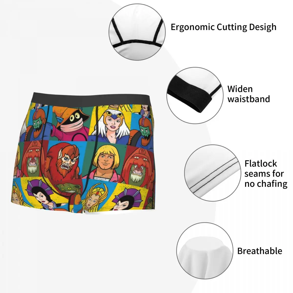 Boxer He-Man And Friends Shorts Panties Man Underwear Masters Of Universe Skeletor Heman Mid Waist Underpants for Male Plus Size