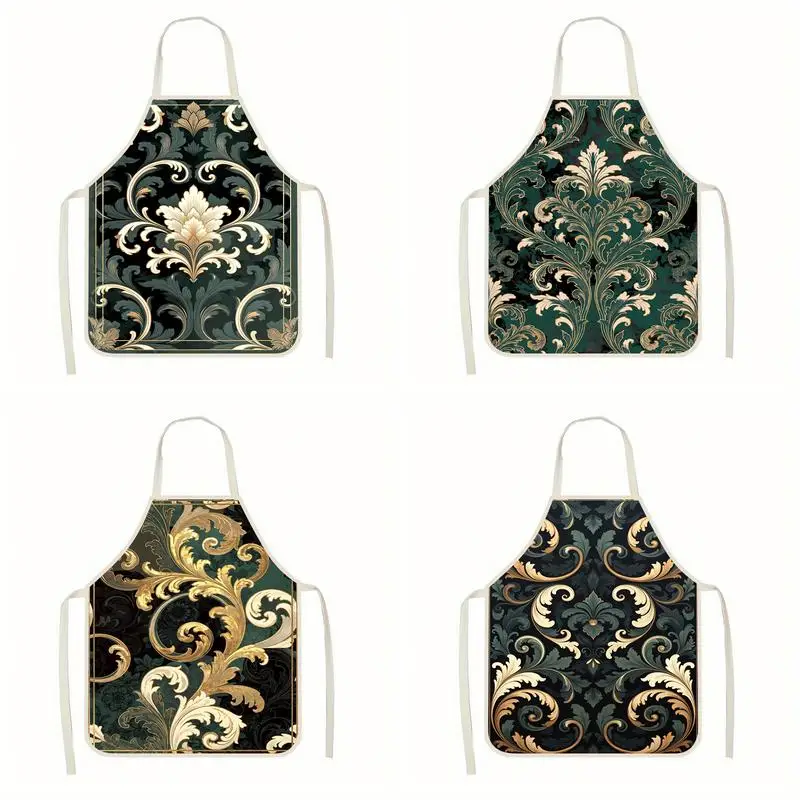 

Baroque Pattern Aprons Linen apron, suitable for kitchen cooking, parent-child interaction, painting and other scenarios