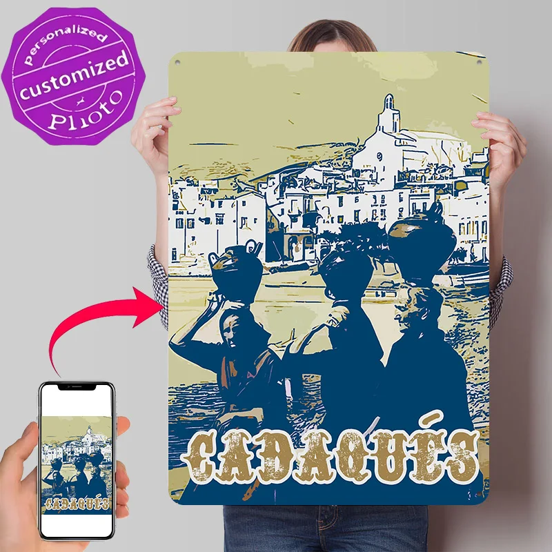 Cadaques Costa Brava Metal Poster Perfect Gift for Fans Lovers Personalized Wall Art Metal Sign for Funny Signs Office Decor