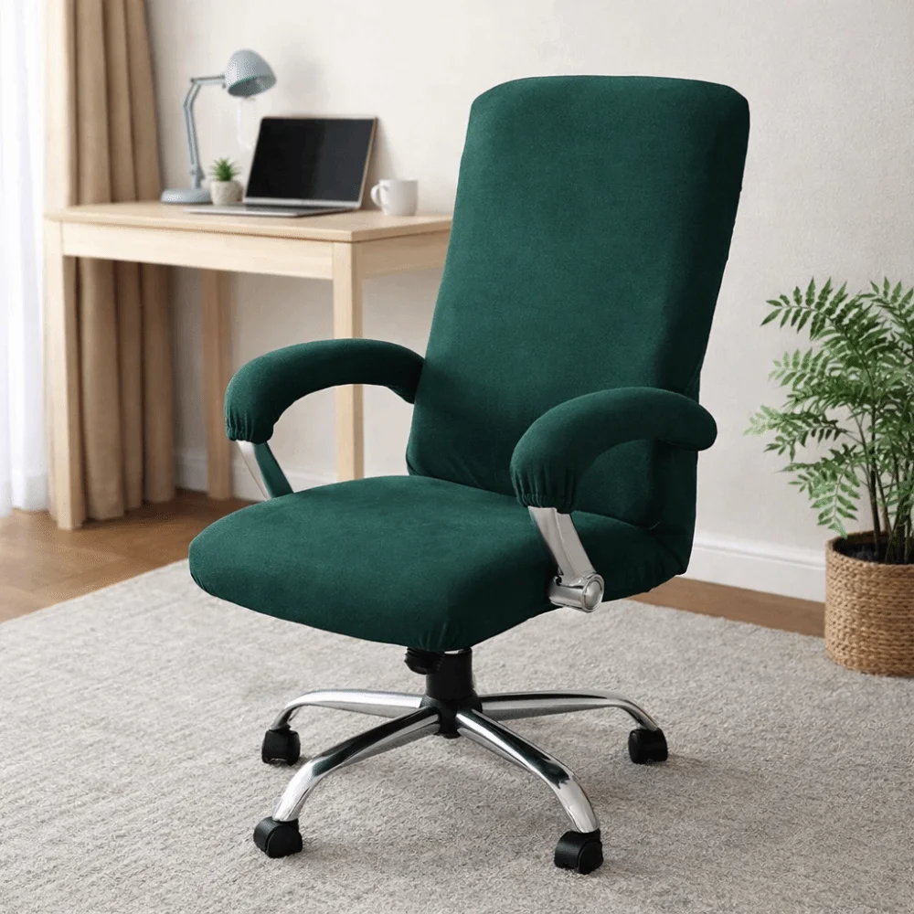 Elastic Office Chair Cover Solid Color Thickened Computer Chair Cover Washable Removable Velvet Chair Cover Internet Cafe