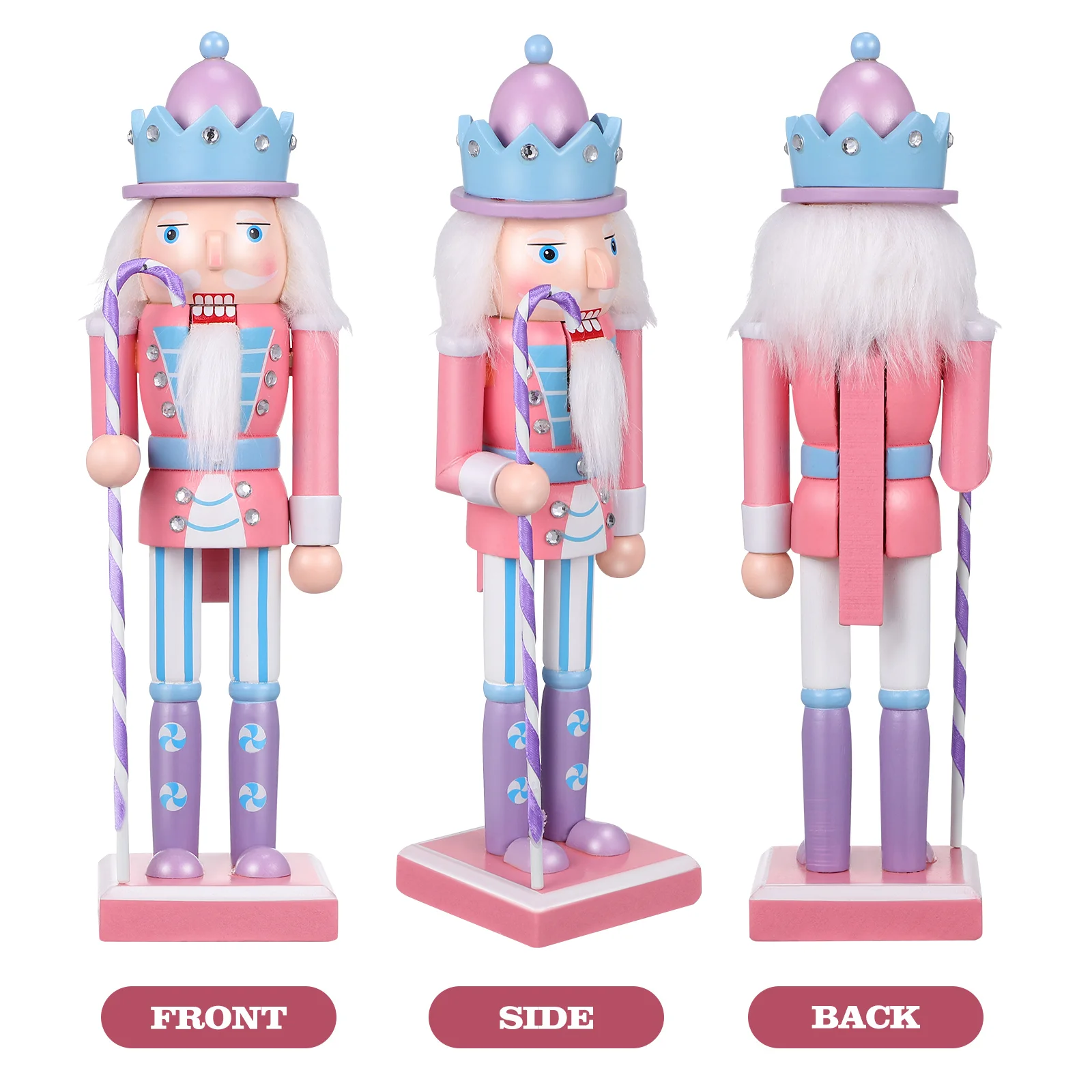 Pink 255cm Wooden Nutcracker Christmas Decor Ornament Decoration Figures Nutcrackers Cake Decorations Desktop Crafts Figurine