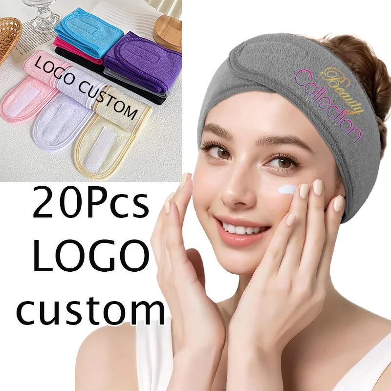 

Повязка для спа-процедур с индивидуальным логотипом, 20 шт., впитывающая, нескользящая, эластичная, моющаяся, для умывания, ухода за лицом, занятий спортом