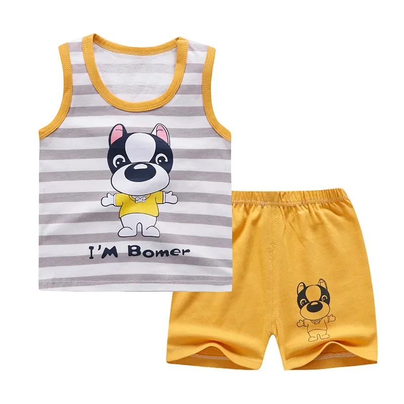 Baby Boy Casual Tracksuit Pure Cotton Summer Clothing T-shirt + Pants Sports Outfit