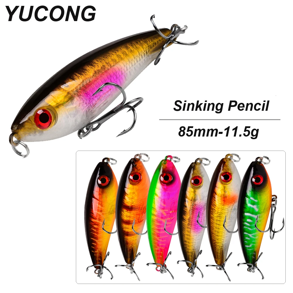 Yucong 1px sinkenden Bleistift Angel köder 8,5 cm-11,5g Troll ing laut Wobbler künstlichen harten Köder Stick Leurre Pesca Isca lipless
