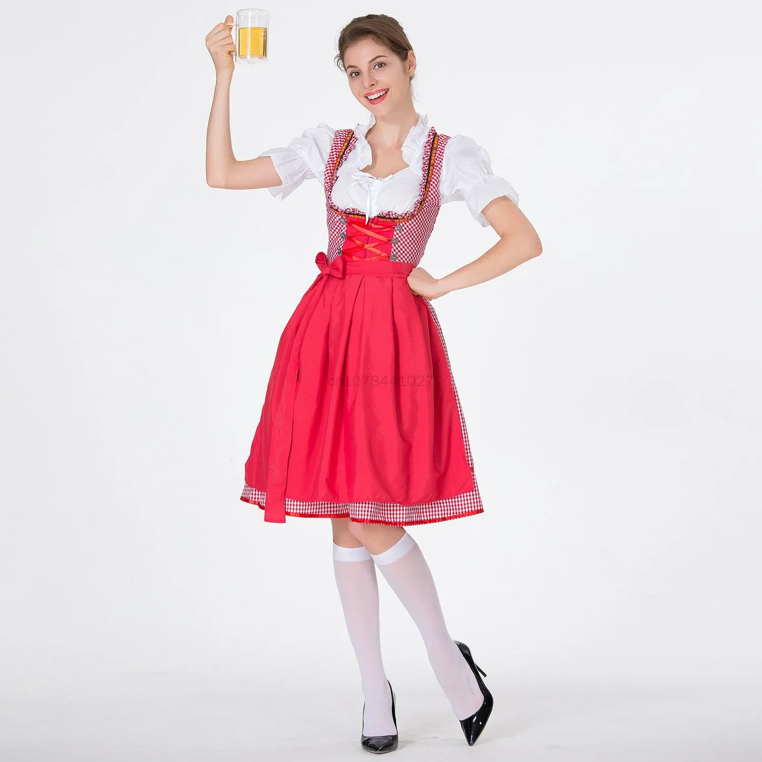 New Women German Traditional Oktoberfest Costume Lady Classic BavarianDress Suit for Halloween Carnival Fancy Maid Dress