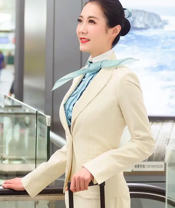 Korean Flight Attendant Uniform Spring Blazer aviation Coat Women Not Skirt