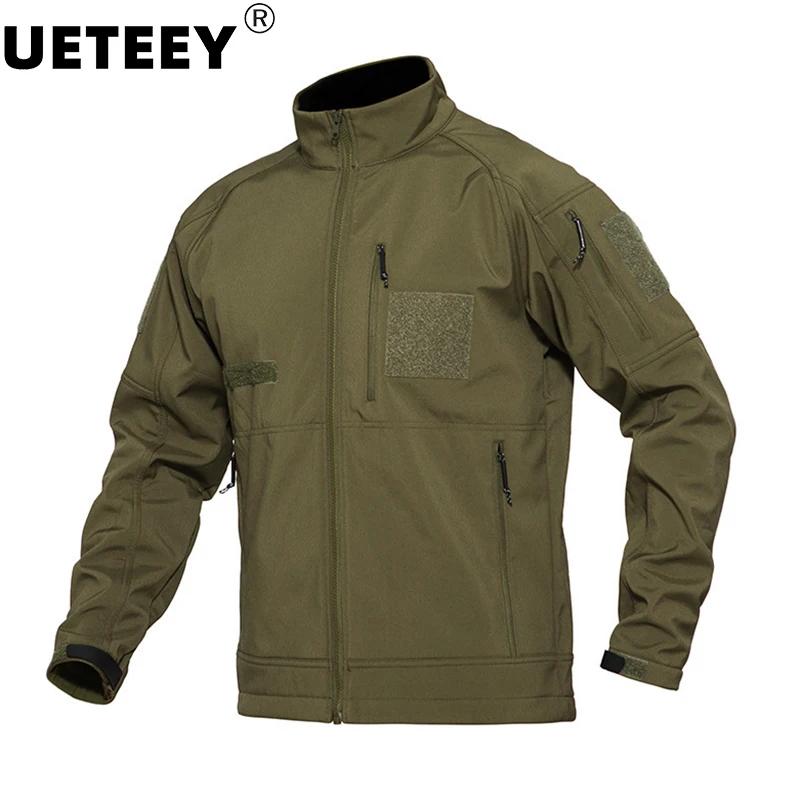 Mens 2022 Winter Hot Sale Military Tactical Jacket Outdoor US Waterproof Soft Shell Multi-pocket Fleece Warm Camping Outwear Men