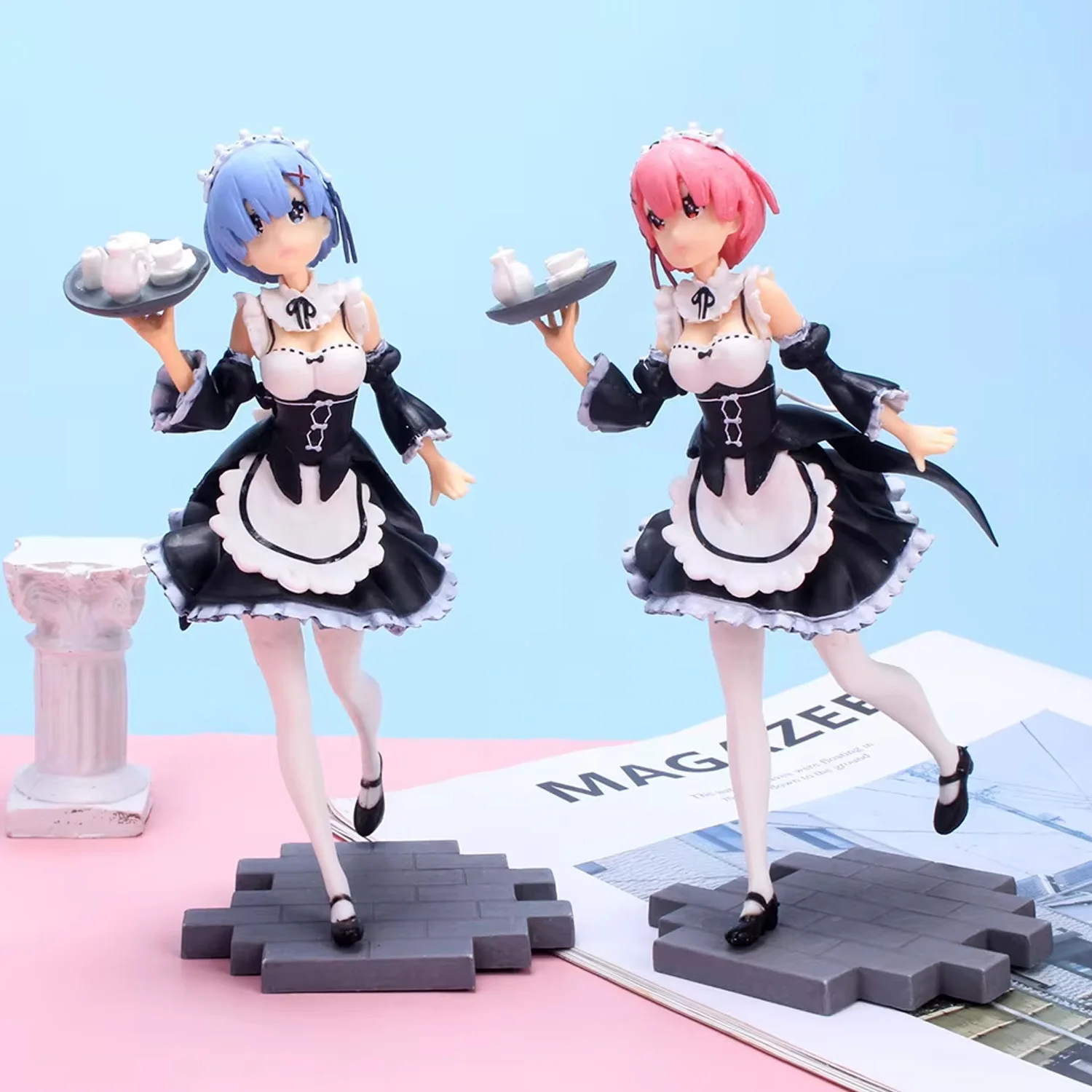 Re Zero Anime-Figurenset Rem Ram Emilia mit mehreren Outfits und Posen, Sammlerfigur für Anime-Fans als Geschenk. – Detail 1