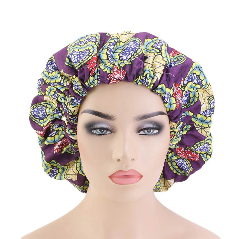 Extra Large Satin Lined Bonnet Women Big Size Beauty Print Satin Silk Bonnet Sleep Night Cap Head Cover Bonnet Hat Wholesale