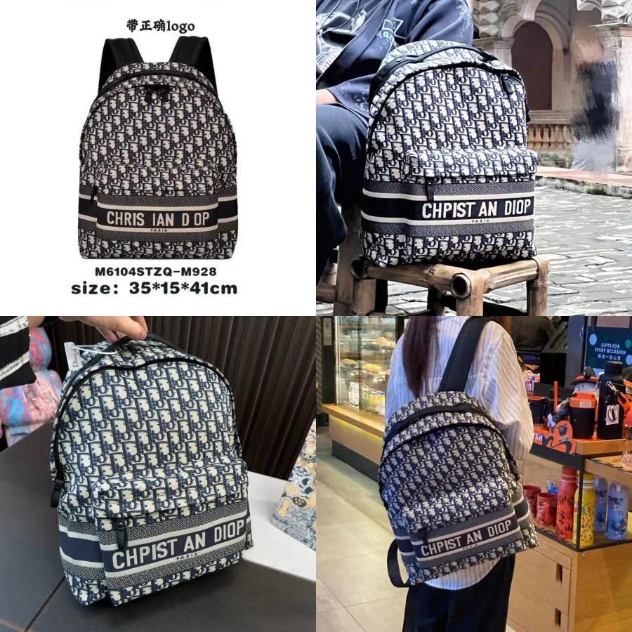 

【New style】New men's and women's backpack canvas jacquard travel bag large-capacity all-matching student schoolbag backpack fas
